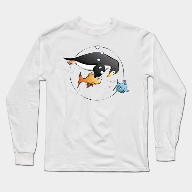 Penguin Swim Teacher (Color) Long Sleeve T-Shirt by Jason's Doodles